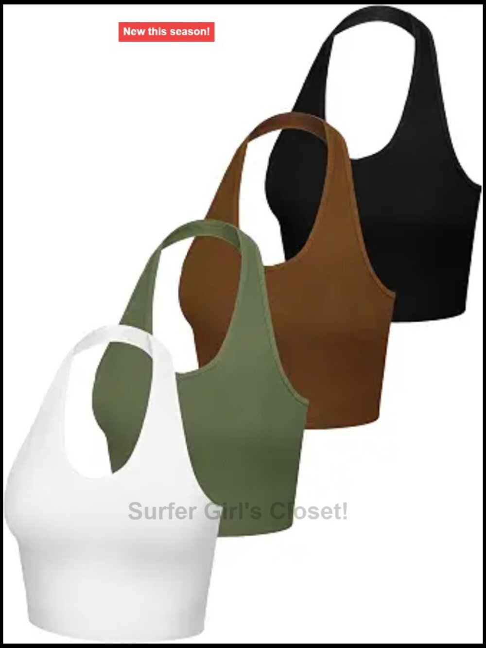 4 Pack Womens Halter Neck Crop Tank Tops Backless Tie Back V Neck Summer